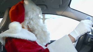 Santa Driving - Santa Claus on a bumpy forest road.