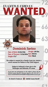 Have you seen Dominick Savino? If you have any information on the subject, please call the Suffolk County Sheriff's Warrant Squad at 631-853-5697 or email SCSOINVESTIGATIVESERVICES@suffolkcountyny.gov #fugitivefriday | Suffolk County Sheriff's Office