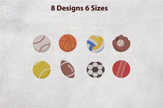 Sports Ball Machine Embroidery Design Bundle, 8 Designs (digital Download ) - Etsy
