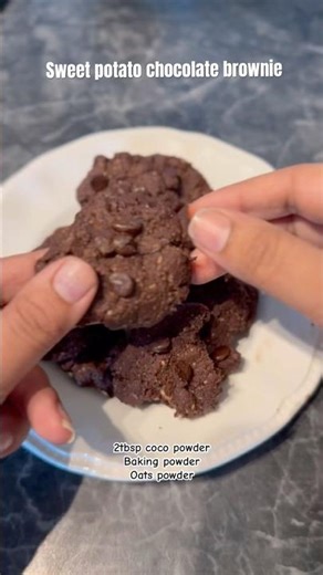 Healthy Chocolate Fix🍫Sweet Potato Brownie Cookies! #sweet #yummy #shortsvideo #food #easy #yt