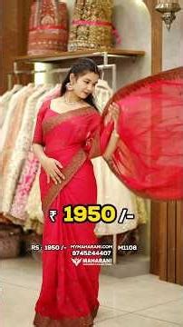 Crushed organza ready-to-wear saree in a rich red tone with detailed border work