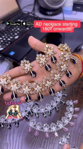Nivishka on Instagram: "AD necklace starting just 180₹ only Download Nivishka imitation jewellery mobile application available on Android and IOS both. Or call +91 9664260936 #fashionjewellery #wholesalejewellery #americandiomondjewellery #goldjewellery #kundanjewellery jewellerylover jewelry cubiczirconnecklace kundan silver traditionaljewellery templejewellery mumbai mumbaiwholesalemarket wholesalejewelryindia adnecklace adjewellery weddingjewellery jewellerymanufacturer jewelleryfactory antit