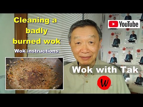Cleaning a badly burned wok in 5 minutes. Wok instructions