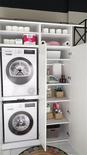 Roomart Waschmaschinenschrank – Überbauschrank für Waschmaschine & Trockner