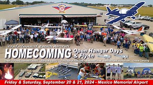 1.8K views · 524 reactions | Make plans to join us later this month for the Zenith Aircraft Homecoming Open Hangar Days & Fly-In at the Zenith kit airplane factory. Two full days of educational and fun activities, with seminars, workshops, and lots of airplanes! Meet with Zenith owners and flyers to learn about building, flying and maintaining your very own kit airplane! September 20 and 21 in Mexico, Missouri. https://bit.ly/zen24-homecoming | Zenith Aircraft | Facebook