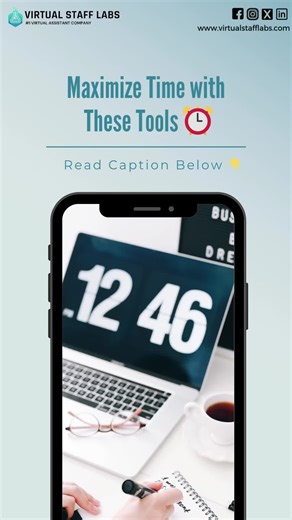 Your productivity tool kit awaits! 🛠️ Maximize Time with These Tools ⏰ 1. Notion - Organize your projects and tasks effectively. 2. Loomly - Schedule and plan your days seamlessly. 3. Hubstaff - Track your time and understand where it’s going. 4. Focus Booster - Use the Pomodoro technique to maintain focus. 5. Slack - Improve communication and reduce email overload. Which tool are you excited to try? Drop it in the comments! 👇 #VirtualStaffLabs #1VirtualAssistantCompany #TimeManagement #WorkSm