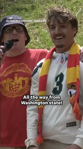 Competitors from around the world chase wheel of cheese down hill #Shorts