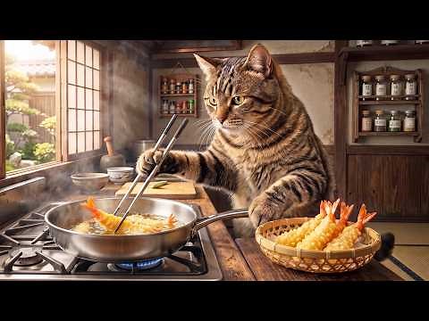 ☔ Tempura on a Rainy Day | Boss Cat, a Freshly Fried Feast in a Small Kitchen.