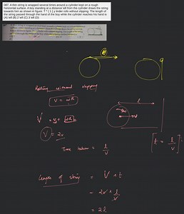 A thin string is wrapped several times around a cylinder kept o... | Filo