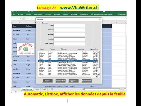 VBA ListBox/ afficher données importées depuis Feuille de calcul/ sans codage_06. www.VbaWriter.ch