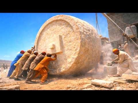 No Safety - Amazing Way of Giant Stone Turning Technique by Pakistan Workshop - ‪@AmazingExperts‬