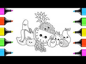 Fruit Coloring Pages 🍉 | Cute Fruit Coloring Book for Kids