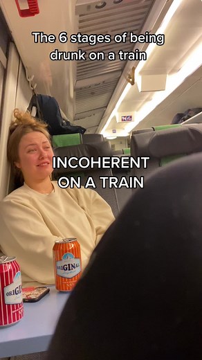 The 6 stages of being drunk on a train 🤠😂 #drunkgirl #contagiouslaughter