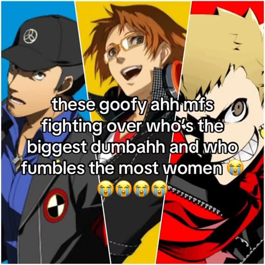 🌹💫 on Instagram: "I love all of them but atlus gotta switch the trope up on the next persona game mane😭😭😭 Atleast Junpei pulled a baddie though i guess, and Yosuke gotta be gay or something . . . . Cr: gwen_stefani63/TT! . . . . #persona #persona3 #persona4 #persona5 #persona2 #atlusgames #foryoupage #fyp #personamemes #memes #meme"