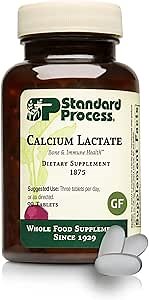 Standard Process Calcium Lactate - Bone Density & Immune Health Support - Aids Blood Clotting & Normal Cell Function - Vegan, Gluten-Free, Non-Dairy, Non-Soy & Non-Grain - 90 Tablets (30 Servings)