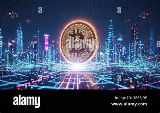 golden bitcoin on circuit board, Bitcoin cryptocurrency digital money exchange concept. Blockchain technology digital abstract background. 3D rendering Stock Video Footage - Alamy