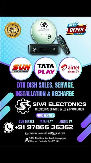 Siva Electronics -📡 DTH DISH Sales, Service and Installation ( Sun Direct, Tata Play, Airtel TV)