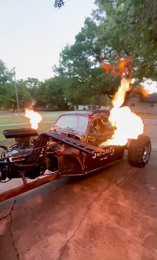 Running a little rich 😉 #ratrodmagazine #ratrod #builtnotbought #fire