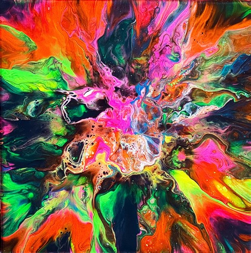 Abstract Acrylic Painting Pink Center Bloom - Etsy