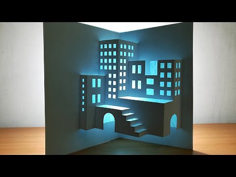 3d building｜pop up card｜paper art｜kirigami｜How to make origami architecture｜3d摺紙建築