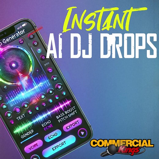 Instant, professional-quality DJ drops are just a click away. No studio needed—just type, tweak, and drop! Elevate your mixes with AI-powered drops that are all about YOU. | Commercial Kings