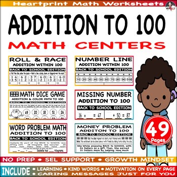 First Grade Math Centers Addition to 100 | printable number line to 100  Master