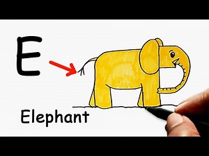 How to Draw Elephant from Letter E | How to Turn Letter E into Elephant | Easy Drawing Step by Step