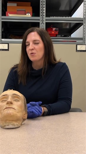 🪦 They may seem strange now, but death masks used to be a common way to remember a loved one who passed away in the 19th century. Martha's loved ones even took the time to carefully add the color her face had in life, which was less common at the time. | Indiana State Museum