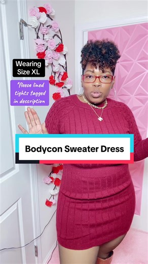 This Bodycon Sweater Dress is 😍!! The fleece lined tights are here: @Meladie ❤️ | 40 Club ✨| UGC #sweaterdress #falldress #fallfashion #tiktokshopblackfriday #tiktokshopcreatorpicks