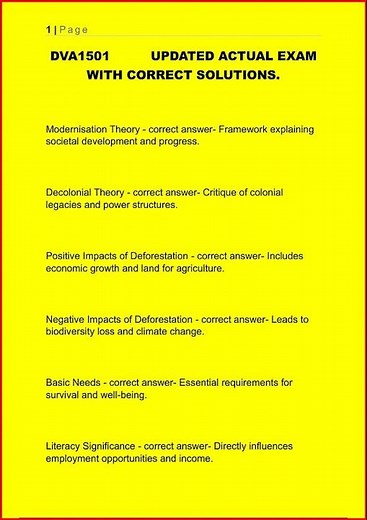 Dva1501 Development Studies Unisa Updated Actual Exam With C video