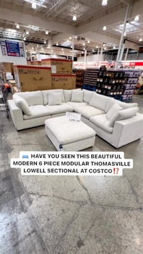 🛋️Have you seen this 6 piece Modern @ThomasvilleOfficial Modular Lowell Sectional at Costco?! 😍Huge fan of the modern wide track arm design! 🔄Features Reversible Back and Seat Cushions 3 accent pillows 🌟Also love that it can be arranged in multiple configurations! 👀If you are looking for a new sectional check this out at Costco! 🛒Also available on Costco.com in a dark gray color and includes delivery, setup and packaging removal! #couch #sectional #thomasville #costcodeals #costco #interio