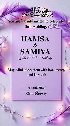 💜 Luxury Purple Muslim Wedding Invitation | Editable Canva Template