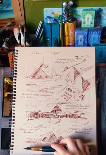 Dibujando las pirámides de Egipto con tinta: arte paso a paso