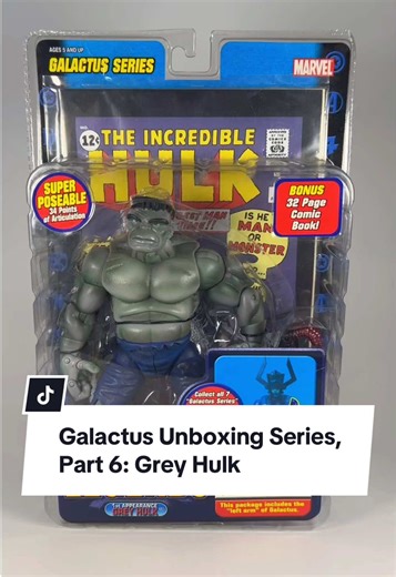 Galactus Unboxing Series, Part 6: Grey Hulk This ToyBiz Incredible Hulk figure is…incredible. Really excited about this one! Let me know what you think of him in the comments, and I’ll see you for the seventh and final day tomorrow when we unbox Professor X! #figtok #actionfigures #marvellegends #unboxing #toys