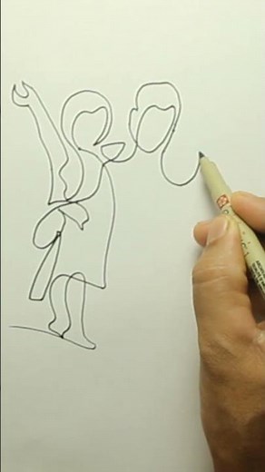 How to Draw a Loving Family in One Line | Easy Line Drawing Tutorial