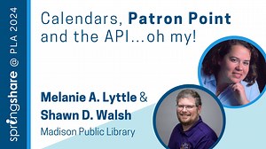 Meeting rooms, study rooms, passports, notaries, tech appointments, live programs, Zoom programs, a bookmobile, and a tech van. Madison Public Library has a lot to manage and keep track of, and where's the one place that everything’s listed? LibCal! How can you show all this in an easy and friendly way to your staff and patrons? The LibCal API. Now, how can you use all of this data to promote your services and programs? With Patron Point. Hear one library’s story of how using LibCal and Patron P