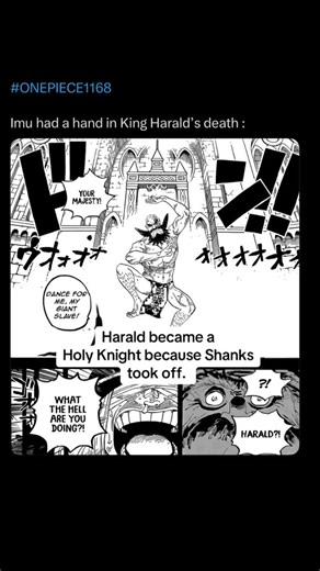 KenKaneki on Instagram: "HARALD?! One piece 1168 harald and imu Chapter 1168, titled "Elbaph's Snow," unfolds with a heavy, frozen silence. On a snowy day, Ida passes away, leaving Harald and Hajrudin in tears, their grief echoing through the cold. Loki suffers quietly, locked away and powerless, forced to endure his pain alone while imprisoned. Fourteen years earlier, Shanks had been chosen to receive the Deep Sea Pact - yet he never appeared. In his absence, the decision shifted: Harald was se
