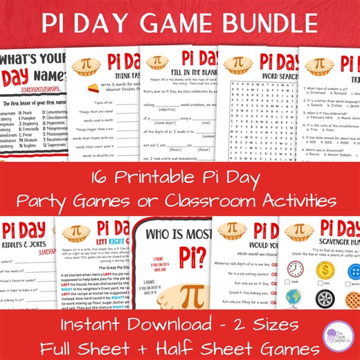 Pi Day Game Bundle, Pi Day Activities for Kids and Adults, Pi Day Party Games Printable, Math Pie Day, Classroom Games, Teacher Pi Day Ideas - Etsy