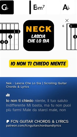 Nek - Lascia Che Lo Sia | Scrolling Guitar Chords & Lyrics #music #chordsandlyrics #guitarchords