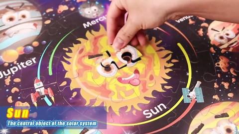 SYNARRY Solar System Floor Puzzle for Kids Age 3-8, 70-Piece Large Wooden Jigsaw Puzzle Set, FSC Certified Educational Puzzles