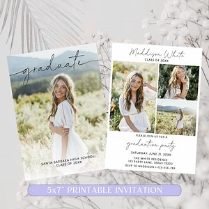 Modern Graduation Announcement Card, Editable Graduation Party Invite, Multiple Photo Graduation Card, Minimalist Senior Announcement Card - Etsy