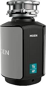 Moen GX50C Disposer Prep Series 1/2 HP Continuous Feed Garbage Disposal with Sound Reduction, Power Cord Included