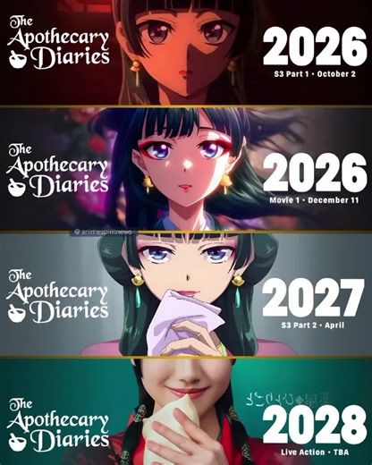 The Apothecary Diaries release schedule 2026–2028