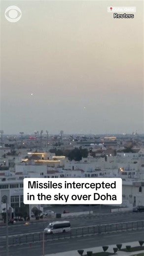 Intercepting missiles were launched from the western edge of Doha on Saturday to defend against strikes from Iran toward Qatar. Iran launched retaliatory strikes on U.S. allies following the attack from the U.S. and Israel. https://cbsn.ws/4sjaV8x | CBS News