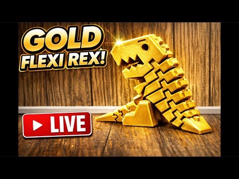 LIVE 3D Printing a GOLD Flexi Rex 🦖✨