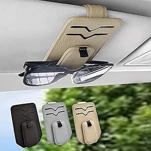 Amazon.com: Teoenix Sunglass Holder for Car, Magnetic Leather Car Sunglass Holder Eyeglass Glasses Hanger Clip for Car Sun Visor, Ticket Card Clip Cash Organizer, 1 Pack Beige : Automotive