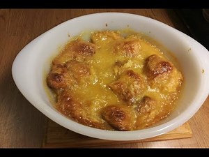 CARAMEL CROISSANT PUDDING. Sweet dessert recipe.