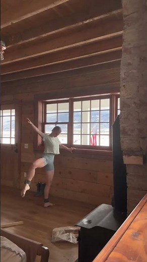 Morning routine as of late. Start the fire. Give myself ballet barre. #ballerinafarm #farmlife #farm