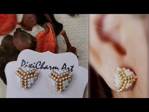 DIY 3D Peyote Triangle Earrings | Fluffy Beaded Peyote Triangle Earrings for beginner.