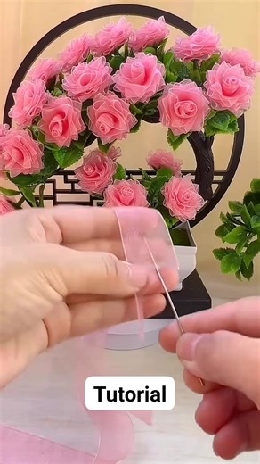 Tutorial For Beginners For Inspiration Rose Flower Creation From Organza Ribbon (Transparent Glass Ribbon) #Handmadediy #giftideas #ribbon #handmade #diy #craft #handmadegifts #flowers #gift #ribbon #rose #handmadecraft #diyproject #diyfashion #diycraft #diytoturials #homedecor #foryou #diystufftomake #handcraft #decoration #DIYCrafts #craft #flowerlovers #bouquet #artwork #homedecor #holidaydecor #ribbonroseflower #easydi | Leana Fa
